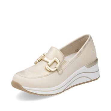Remonte Link Detail Wedge Loafer - Cream Gold Combi